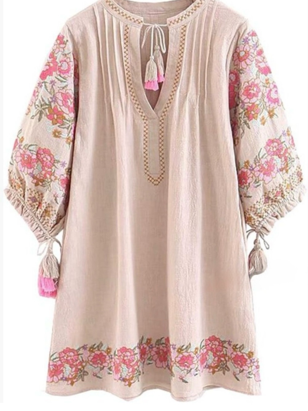 Spell & The Gypsy Collective Floral Mini Dress Pink & Cream from Anthropologie